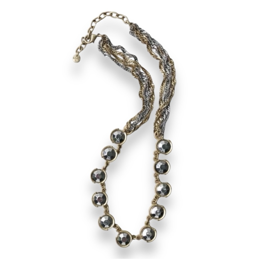 LOFT Gold Silver Disc Multi Chain Necklace 22.5”